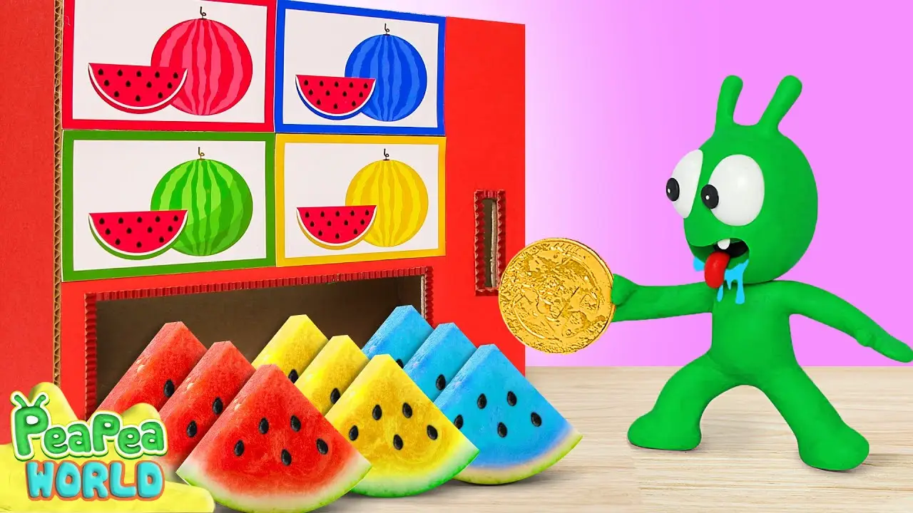 Pea Pea Plays with Colorful Watermelon Vending Machine 🍉 Cartoon For Kids 💖 Pea Pea World